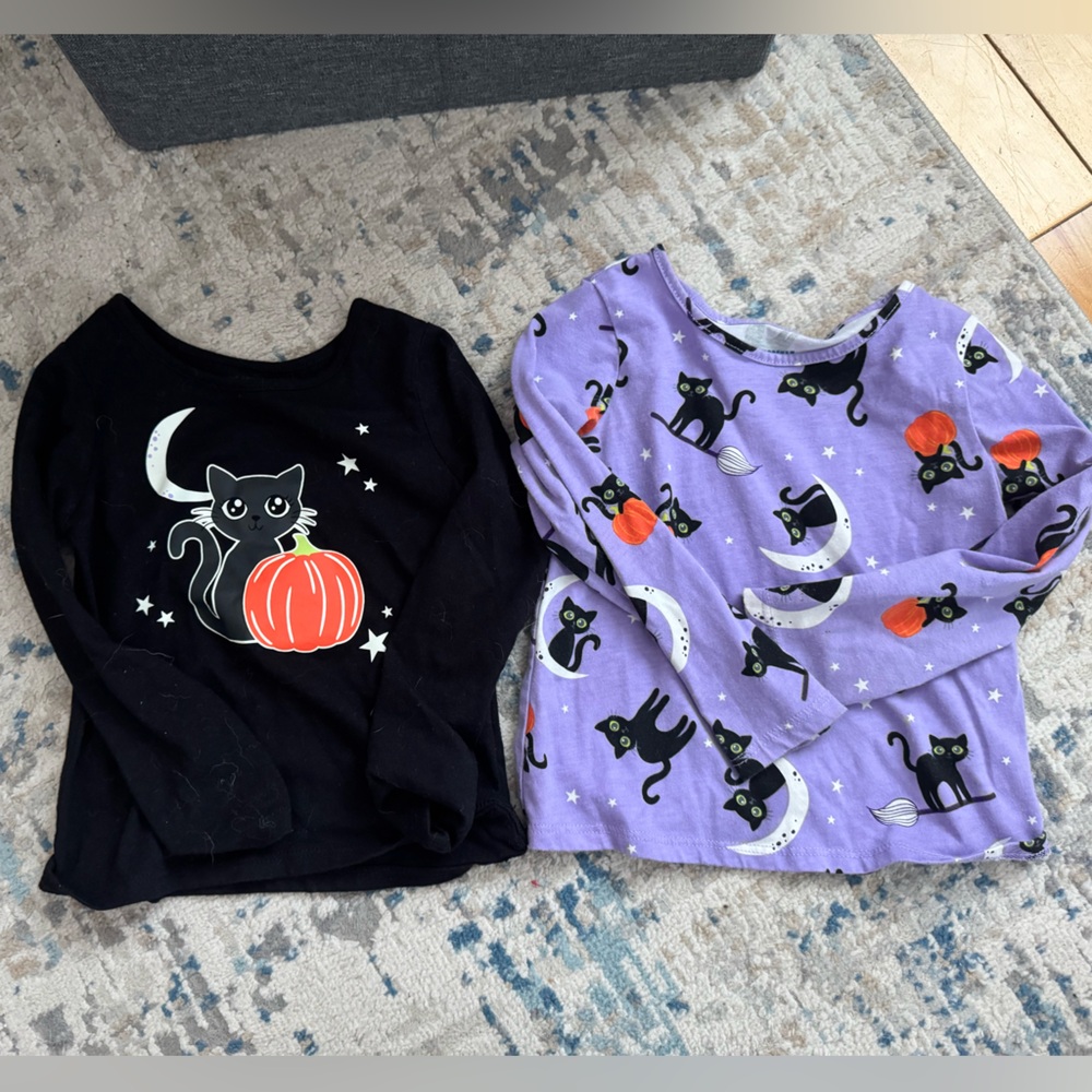 2T Children’s Place Black and Purple Cat Print Tops